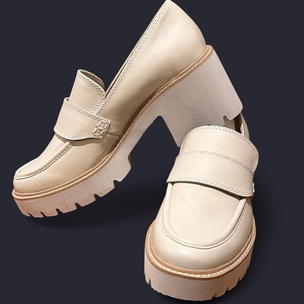 Dolce Vita Cream Chunky Platform Loafers SZ-9 women’s luxury heeled loafer